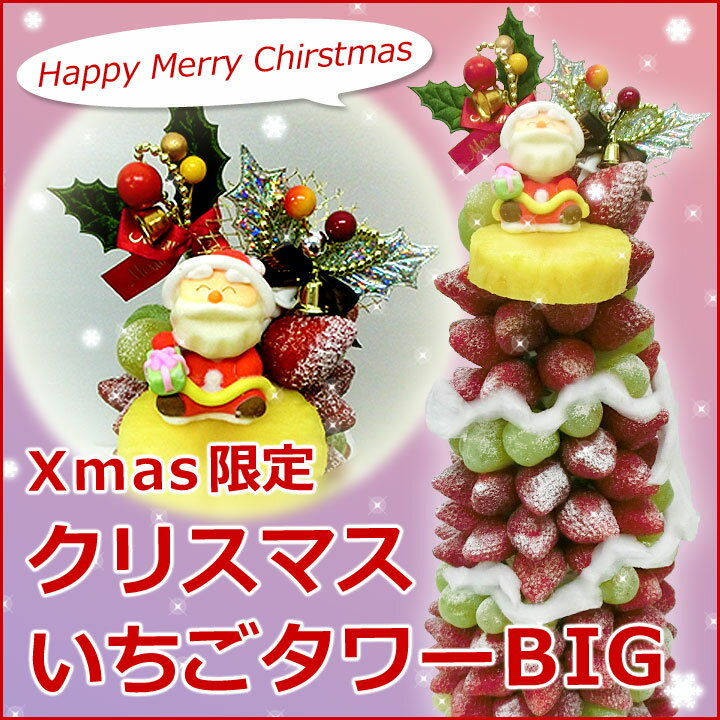 【2023 クリスマス期間予約】クリスマス限定 フルーツタワー[クリスマスいちごタワーBIG] 2022 クリスマスケーキをお探しの方にオススメのフルーツブーケ フルーツケーキ イチゴケーキ 宅配 送料無料 インスタ映え