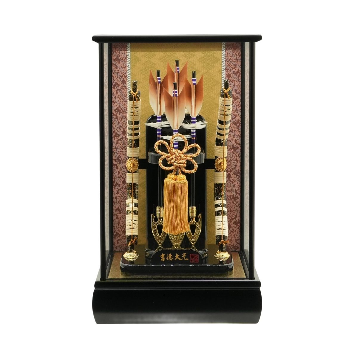 【ポイント5倍】吉徳 破魔弓ガラスケース飾り 黒塗 8号 破魔弓 初正月 正月飾り 吉徳 縁起物 かっこいい かっこいい