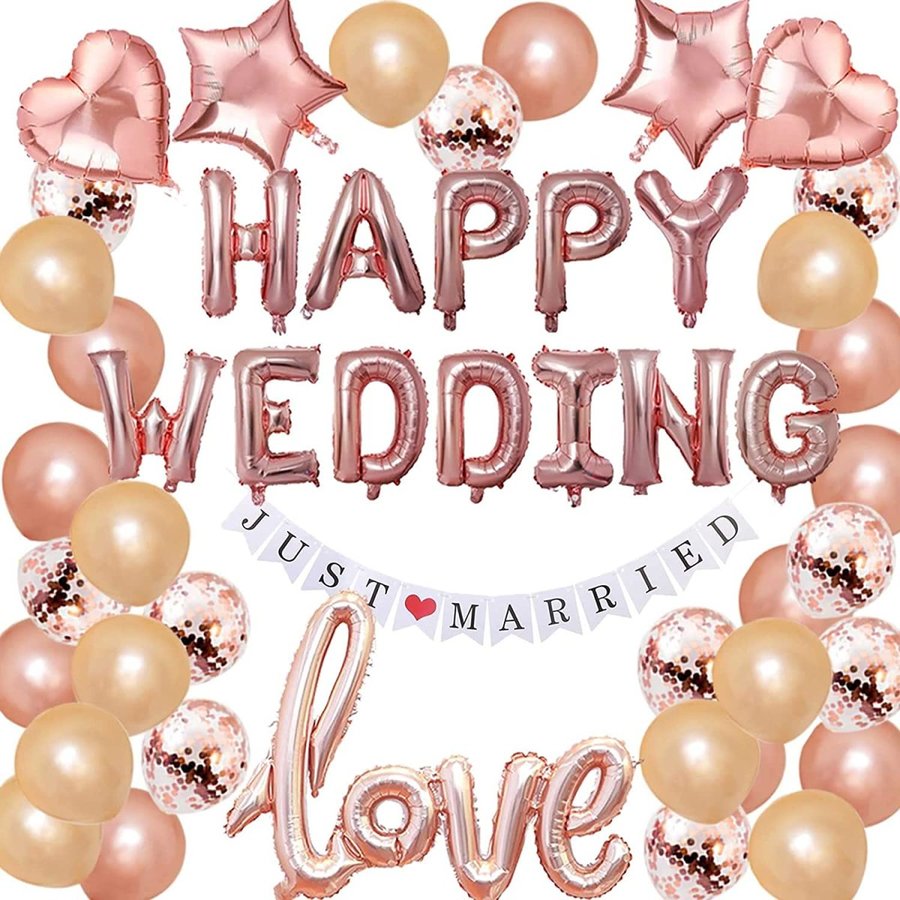 結婚式 バルーン ハッピーウェディング 風船 HAPPY WEDDING ピンクゴールド ウェディング 飾り ハッピーウェディング 飾りつけ 送料無料 文字 アルファベット 風船 バルーン デコレーション HAPPY WEDDING ピンクゴールド 飾り 装飾