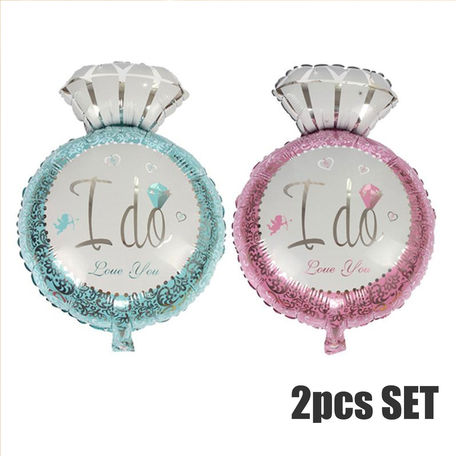 バレンタインバルーン バレンタインズクラシックスクリプト バルーン 風船 アルミ風船 指輪型 リングモチーフ 2個セット プロポーズ 大きい ジャンボ ビッグ...