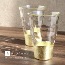 グラス セット 箔一 タンブラー ペアセット シャンパンゴールド 貫入 金箔 箱入り ガラス コップ はくいち おしゃれ こだわり 工芸 新品 タンブラーグラス...