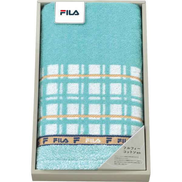 乐天商城 - FILA フィラ ラグーナ ロングタオル FL1598 スポーツタオル ｜ 綿100% 34×100cm ブルーグリーン ｜ スポーツ 部活 アウトドア向け | プレゼント 運動 汗拭き ｜ 化粧箱入