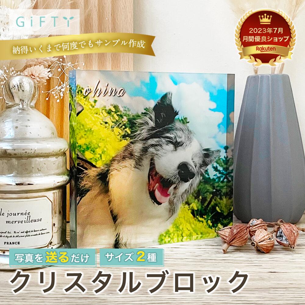 Glass, Crystal Frames - 【限定クーポン】 【クリスタルブロック】犬 ワンちゃん わんこ 犬好き ペット 名入れ 写真入り 青空背景 ペットグッズ 恋人 カップル向け 記念日 保存可能 プレゼント 思い出ギフト おしゃれ飾り インテリア 永久保存用【c01】
