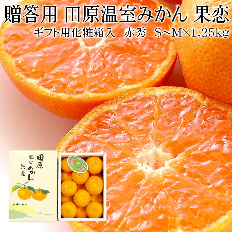 【予約早割4 280円⇒3 980円】愛知県産 田原温室みかん 果恋 S〜M 1.25kg 11～15個入 赤秀 ギフト用化粧箱入 [お中元 ギフト のし対応 送料無料 冷蔵便 濃厚な甘さ 薄皮 極上 みかん JA愛知みな…