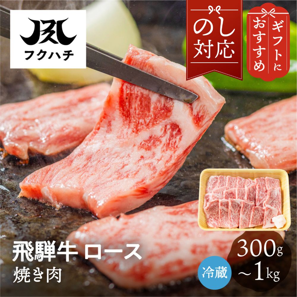 飛騨牛 焼肉用 ロース 300g 500g 1kg 冷蔵 お取り寄せ フクハチ食肉店 高級 焼肉 バーベキュー キャンプ BBQ 牛肉 肉 和牛 国産 送料無料 贈り物 プレゼント 家庭用 2026 ギフト 夏ギフト のし対応 熨斗