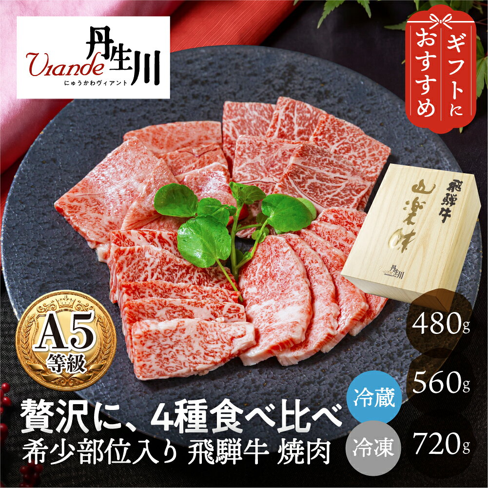 飛騨牛 4種食べ比べ！A5等級 焼肉 希少部位入り 480g / 560g / 720g プレゼント A5...