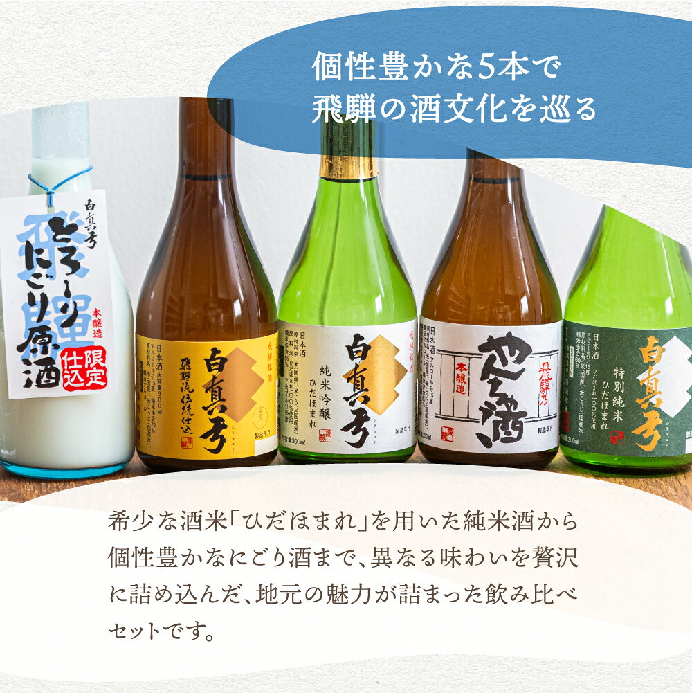【 蔵元おすすめ】 白真弓 5種 飲み比べセット 300ml 栄冠 やんちゃ 純吟 特純 にごり 日本酒 お中元 ギフト お酒 酒 贈り物 地酒 プレゼント お祝い 土産 誕生日 箱入り 蒲酒造場 飛騨古川 送料無料 産地直送 敬老の日 岐阜 ぎふまる gifucollection-10000397 産地直送!ぎふまる楽天市場店 サンプル画像2