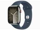 Apple Watch Series 9 GPS+Cellularモデル 45mm MRMP3J/A [シルバーステンレススチールケース/ストームブルースポーツバンド M/L]