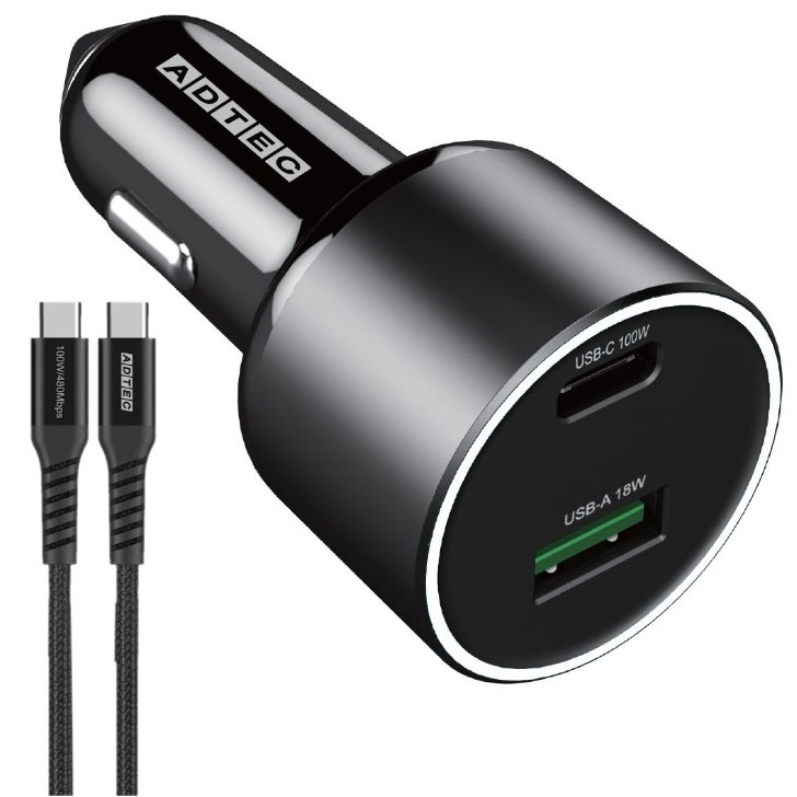 【ポイント2倍】シガーソケット 最大100W PD充電器 2.0m Type-C ケーブルセット ACPD-V100AC-wC20U2 ア..