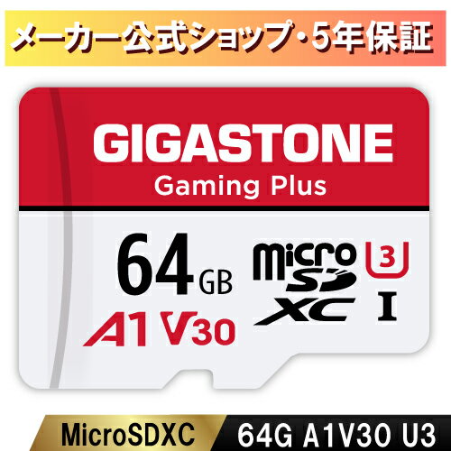 数量限定！Nintendo Switch確認済【保証5年】Gigastone マイクロSDカード 64GB A1 V30 UHS-I U3 class10 microSDカード メモリーカード..