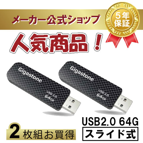 数量限定！【保証5年】Gigastone USBメモリ 64