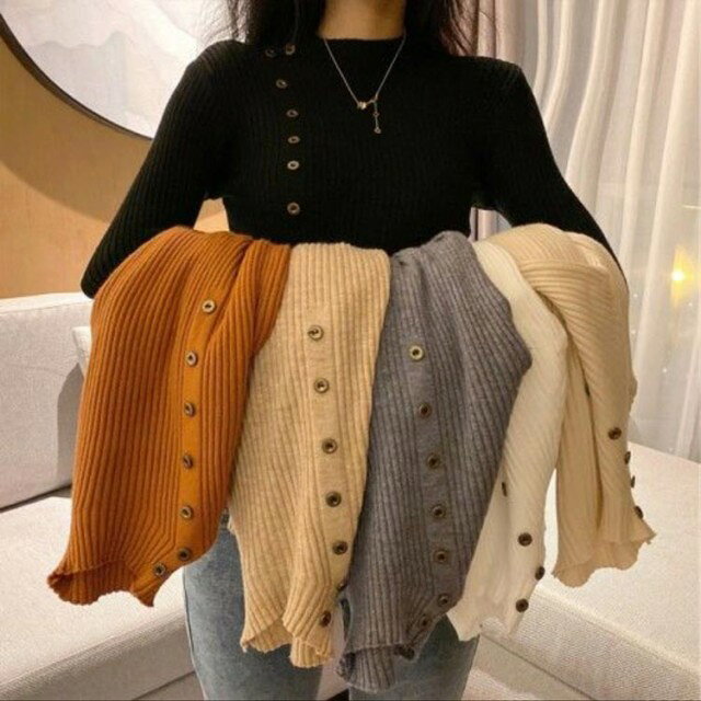 ニットセーター レディース トップス ニット リブ ハーフハイネック セーター ニッ...