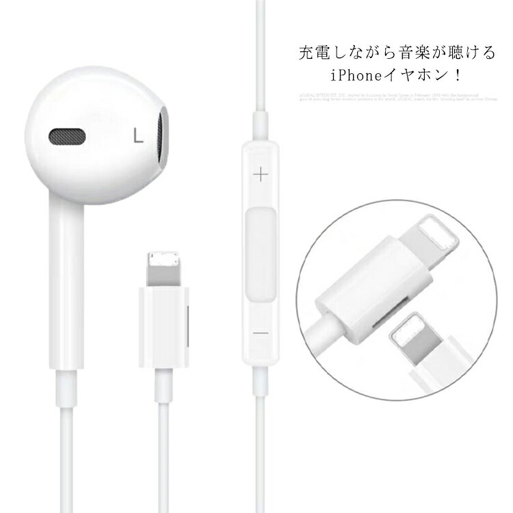 送料無料 充電可能 iPhone有線イヤホン Lightning アップルイヤホン iPhoneイヤホン Apple有線イヤフォン 充電Lightning端子付き 充電しながら音楽が聴ける iPhone 12mini 12 12Pro 11P 11Pro