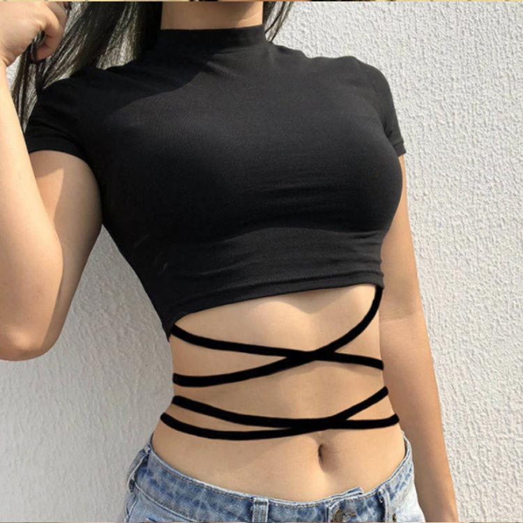 ダンス衣装 ダンス 半袖 ショート丈 韓国 衣装 キッズ Y2K 黒 インナー レディース Y2K tシャツ ダンス ガールズ 衣装 ヒップホップ ストリート系 韓国ファッション へそ出しトップス ハイネック シンプル おしゃれ ダンスレッスン着 カットソー