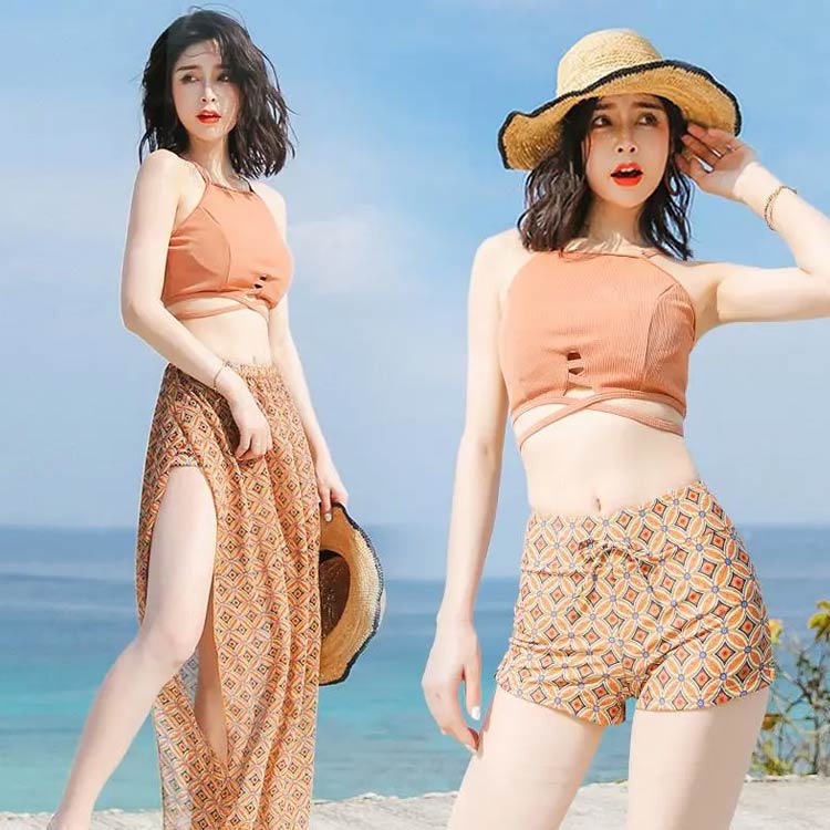 水着 レディース 体型カバー水着 ママ水着 ビキニ サロペット ロンパース 3点セット 40代 30代 20代 50代 60代 ショートパンツ ぽっちゃり セクシー ホルターネック 女の子 小胸 女性用 M L XL 黒 ブルー かわいい シンプル 露出控えめ 送料無料