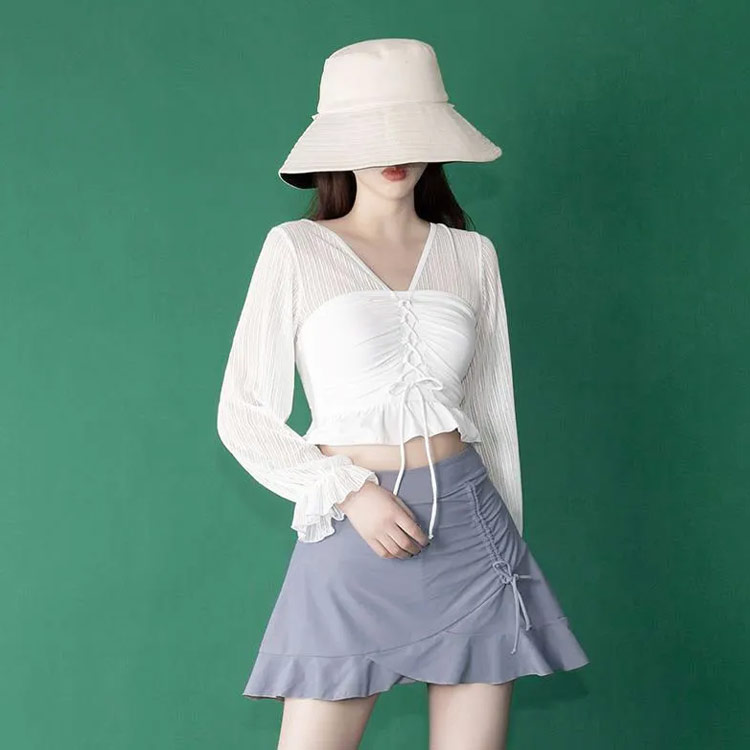 水着 体型カバー水着 レディース ビキニ スカート ショートパンツ 2点セット オトナ女子 上下セット 20代 30代 40代 大人 ママ水着 かわいい セクシー フリル バスト 盛れる おしゃれ 無地 ネイビー グレー ホワイト 露出控えめ 送料無料