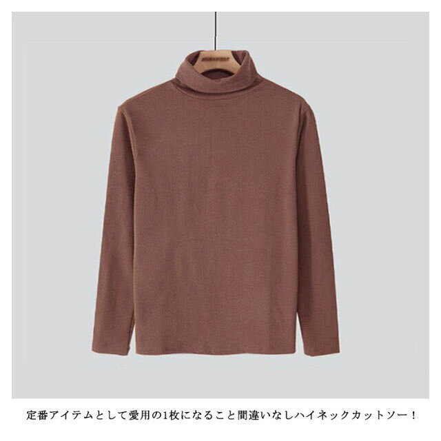 カットソー メンズ インナー ハイネック 長袖 あったか 防寒 トップス Tシャツ 無...