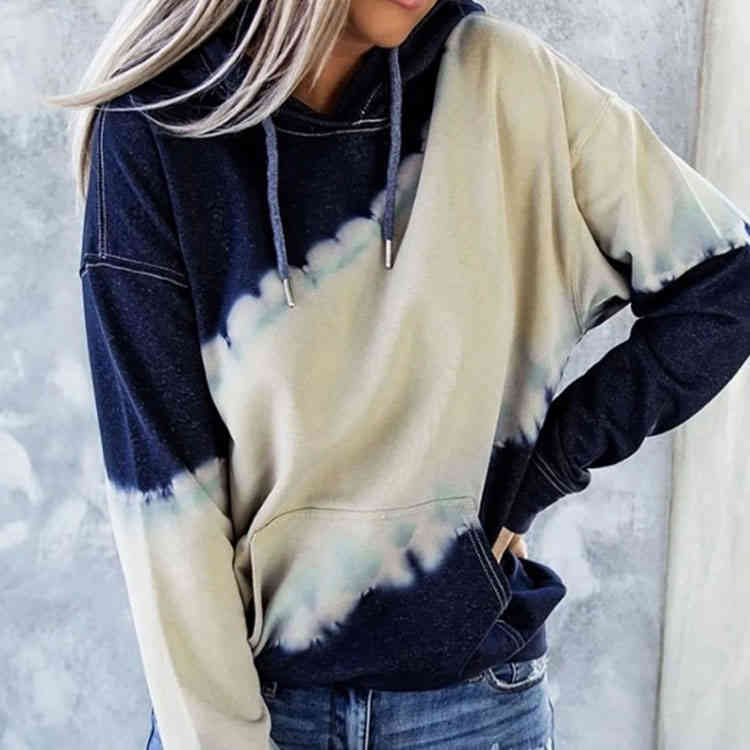 【送料無料】スウェット レディース パーカー フーディー プルオーバー フード付き ドロスト 【送料無料】スウェット 長袖 無地 グラデーション タイダイ染め 切り替え ドロップショルダー ポケット付き カジュアル