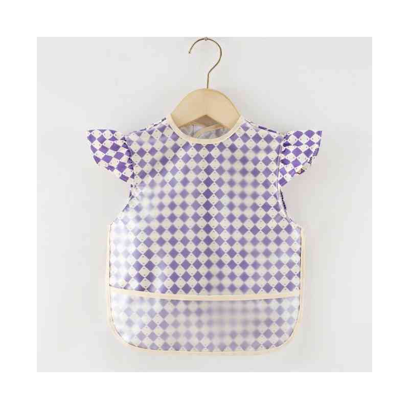キンス 食事用エプロン ベビーエプロン 幼稚園 スモックタイプ 袖なし チェック柄エプロン おしゃれエプロン お食事エプロン ベビーエプロン 食べこぼし防止 防水 撥水 ベビー