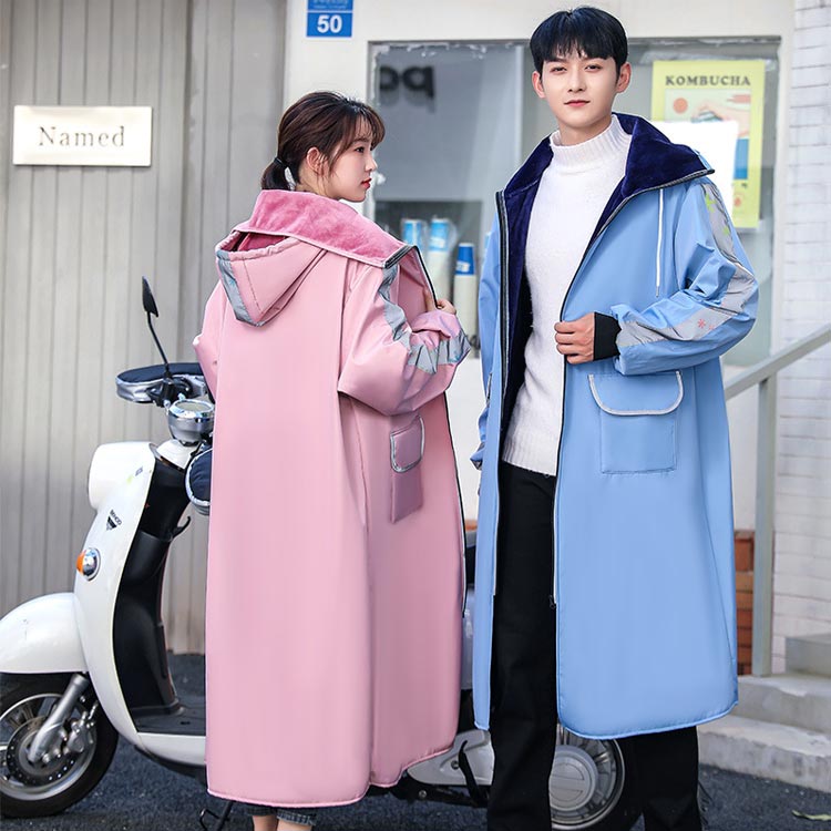 レインコート 防寒着 フード付 レインウェア バイクウェア ロング丈 裏起毛 通学 メンズ レディース オートバイ用 コート バイク ポケット付き 裏起毛コート 防風 防寒 保温 撥水性 暖かい 雨具 通勤 おしゃれ かわいい 大人用 反射テープ