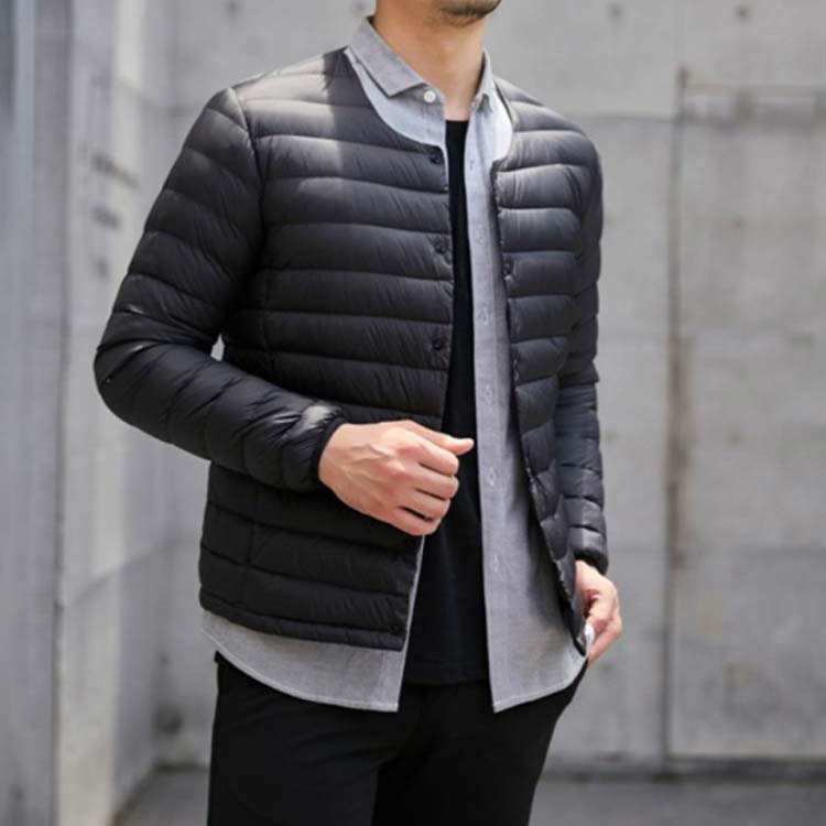 インナーダウン メンズ ダウンジャケット ライトダウン ショート ダウン ジャケット 長袖 ベスト アウター ダウンベスト ブルゾン あったか ダウンコート 防寒 インナー ノーカラー 防風 ポケット 冬 軽量 大きいサイズ 30代 20代 40代 50代