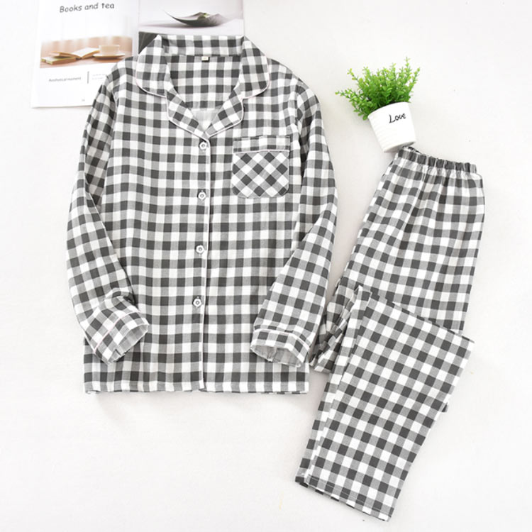 ガーゼパジャマ パジャマ 上下セット 2点セット メンズ レディース ルームウェア 長袖 ロングパンツ ズボン 部屋着 寝間着 寝巻き 前開き 薄手 快眠 通気性 綿 コットン 春 夏 秋 チェック 父の日 母の日 ギフト 贈り物 プレゼント