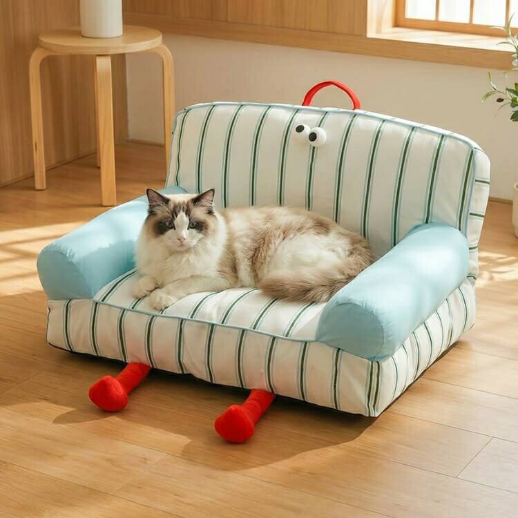GIIPET ペット ベッド 夏用 冷感 洗える 犬 猫 ソファーベッド 4Dサポート 丈夫 噛んでも破れない 滑り止め クッション おしゃれ ペットベッド 小型犬 中型犬 大型猫 洗濯機OK カバー取り外し可能 オールシーズン