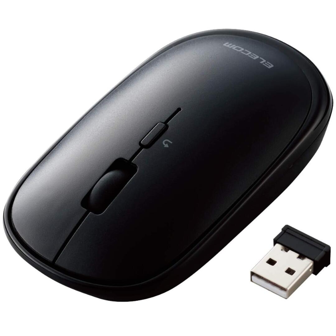 エレコム ワイヤレスマウス 無線2.4GHz Slint M-TM10DBBK 薄型 静音 4ボタン プレゼンモード機能付 ポーチ付 Windows Mac 対応 ブラック