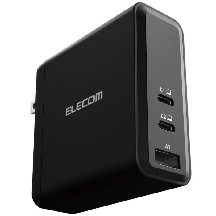 エレコム 充電器 USB PD対応 140W USB-C×2 USB-A×1 PPS対応 PSE技術基準適合 Macbook Pro 16インチ等対応 ブラック MPA-ACCP96140BK
