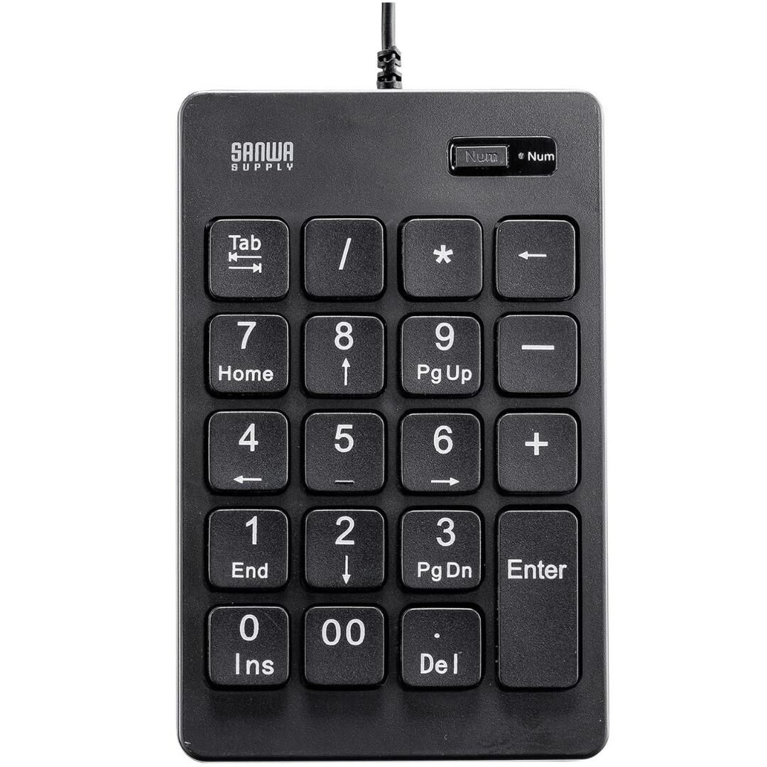 サンワサプライ テンキー 有線USB 抗菌(JIS Z2801準拠) アイソレーションキー ブラック NT-25UBK