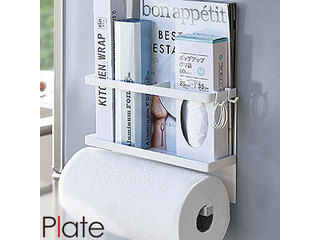 YAMAZAKI 山崎実業 マグネットキッチンペーパー&ラップホルダー プレート ホワイト