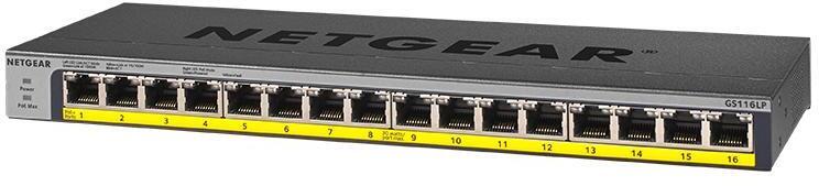 NETGAER/ネットギア・インターナショナル GS116LP ギガ16ポート PoE+(76W)対応 アンマネージスイッチ GS116LP-100AJS 単品購入のみ可（同一商品であれば複数購入可） クレジットカード決済 代金引換決済のみ