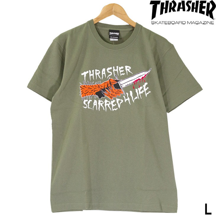 THRASHER スラッシャー 【メンズ】Tシャツ オリーブ TH91171HW　L