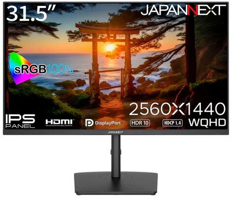 JAPANNEXT ジャパンネクスト WQHD対応 31.5型液晶ディスプレイ/HDMI×2、DP×2/ブラック/2年保証 JN-IPS315WQHDR-HSP 単品購入のみ可（同一商品であれば複数購入可） クレジットカード 代金引換決済のみ