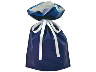 ギフトバッグ ネイビー Mサイズ 1枚 幅24×高さ36cm マチ有り 絞り口までの高さ24cm GiftWrapping