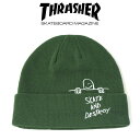 THRASHER スラッシャー 【ユニセックス】GONZ SAD FOLD BEANIE 【フォレストグリーン】【フリー】 3131467 マークゴンザレス