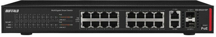 BUFFALO バッファロー 法人向け PoE対応 マルチギガ スマートスイッチ ブラック 16ポート BS-MS2016P