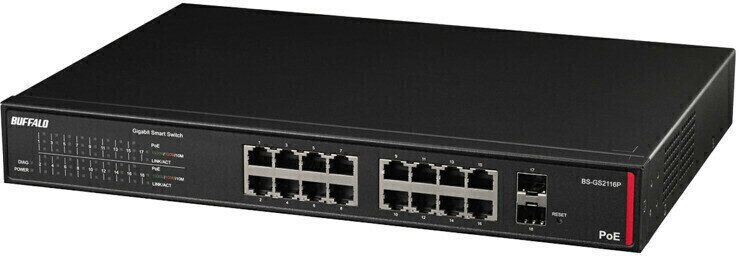 BUFFALO バッファロー 法人向け レイヤー2 Giga PoE スマートスイッチ ブラック 16ポート BS-GS2116P