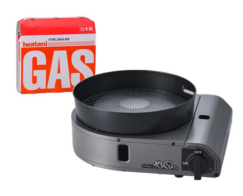 Iwatani イワタニ CB-SLG-3 スモークレス焼肉グリル “やきまるスリム”+カセットガス CB-250-OR×3P セッ..