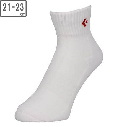 CONVERSE コンバース 【ユニセックス】ニュー アンクルソックス【ホワイト×レッド】【21-23cm】CB16006..