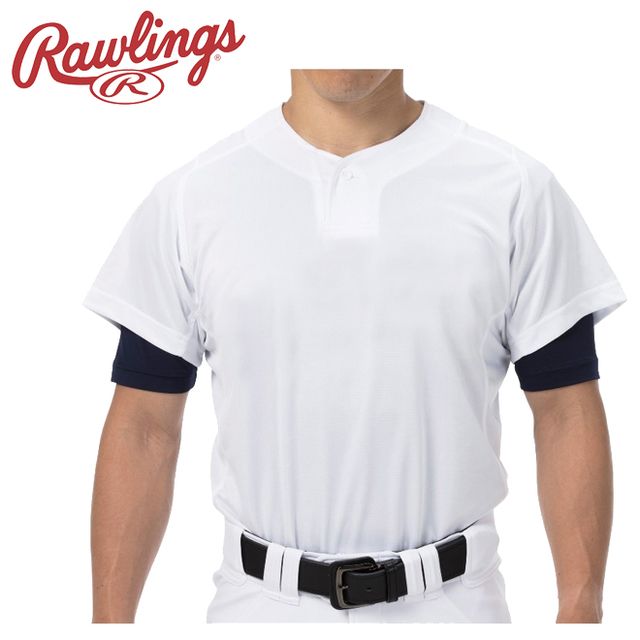 ローリングス Rawlings 3D 1ボタン ベースボールシャツ 【レギュラーシルエット】【ホワイト】 ATS12S01