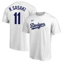 NIKE ナイキ 【メンズ】ドジャース ネーム&ナンバー Tシャツ #11 佐々木朗希 【ホワイト】 ML0125SS91 ロサンゼルスドジャース MLB