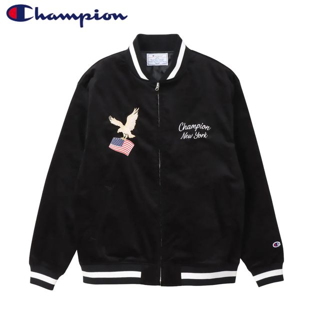 Champion ブラック スカジャンスーベニアジャケット　ベロア　XL Champion ブラック スカジャンスーベニアジャケット ベロア XL
