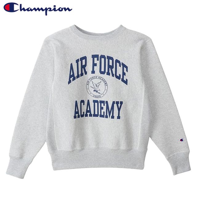 champion チャンピオン 【メンズ】リバースウィーブ(R) クルーネック スウェットシャツ 【シルバーグレー/ネイビー】 C3-C026 染み込みプリント 青単タグのサムネイル