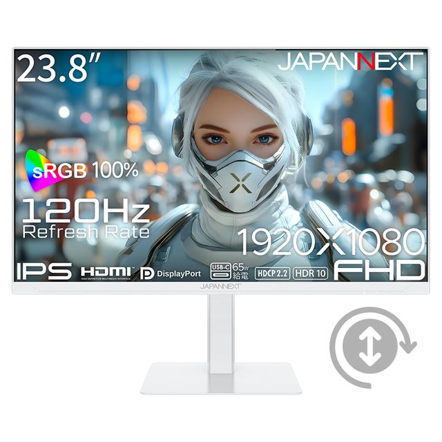 JAPANNEXT ジャパンネクスト IPSパネル採用 フルHD対応23.8型液晶ディスプレイ 2年保証 JN-238IPS120F-HSPC6-W ホワイト 単品購入のみ可（同一商品であれば複数購入可） クレジットカード 代金引換決済のみ