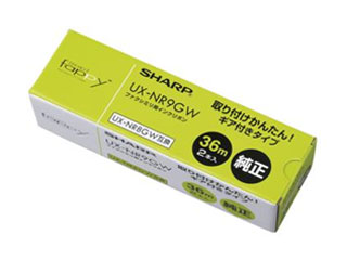 商品説明1本当たりA4で約114枚印字可能です。※1件5枚の受信データを繰り返し印刷した場合。仕様：36m巻、2本入/箱本体適用機種名UX-AF90CL/AF90CW/AF91CL/AF91CWUX-320CL/320CW/650CL/650CW UX610CL/610CW/810CL/810CW/850CL/850CW/81E9CL/81E9CW 610CL/610CW/810CL/810CW/850CL/850CW/81E9CL/81E9CW UX-600CL/600CW/900CL/900CW/D20CL/D20CW/D63CL/D63CW/E801CL/E801CW UX-D19CL/D19CW/D33CL/D33CW/D72CL/D72CW/D83CL/D83CW/E790CL/E790CW UX-D18CL/D18CW/D32CL/D32CW/D71CL/D71CW/D82CL/D82CW/DK17CL/E680CL/E680CW UXC107CL/D28CL/D28CW/D30CL/D30CW/D58CL/D58CW/D70CL/D70CW/D90CL/D90CW/E570CL/E570CWUX-D16CL/D16CW/D17CL/D17CW/D27CL/D27CW/D57CL/D57CW/E407CL/E407CW【NTT】 P-266SD/266SDW/267SD/267SDW/268SD/268SDW※リボンからギヤは取り外せません。そのまま本体に取り付けて、お使いください。■下記の機種にもご使用になれます。※他社製リボンの付属のギヤは、本品に取り付けできません。必ず純正ギヤをお使いください。UX-C204CL　D26CL/CW/MR　D56CL/CW　E205CL/CW　E306CL/CW　F104Y　F14CL/CW　F15CL/CW　F24CL/CW/MR　 F25CL/CW　 F34CL/CW　F50CL/CW　V503CL/CW　W55CL/CW　Y303CL/CW NTTFAX P-263CL/263CLW/265DCL/265DCLWUXNR9GW 類似商品はこちらSHARP/シャープ UX-NR9G ファクシ1,673円 SHARP シャープ SHARP / シャー64,861円 SHARP シャープ ●EC-AR9-B　R32,800円SHARP シャープ AN-52RC5　AQU2,880円SHARP シャープ 業務用電子レンジ RE-169,999円SHARP/シャープ IZ-FD100 花粉キ1,012円SHARP シャープ RE-WF186-B　オ37,500円SHARP シャープ RE-WF186-W　オ37,500円EPSON エプソン VP3000RC21,122円