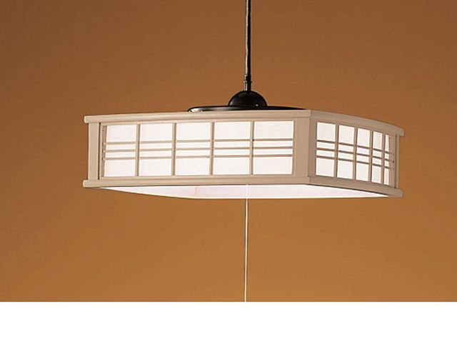 Rakuten - KOIZUMI 小泉成器 LED和風ペンダント 〜6畳 昼光色 LED保安灯付 スイッチ付 BP180673P 枠 プラスチック 白木色　引掛シーリング取付