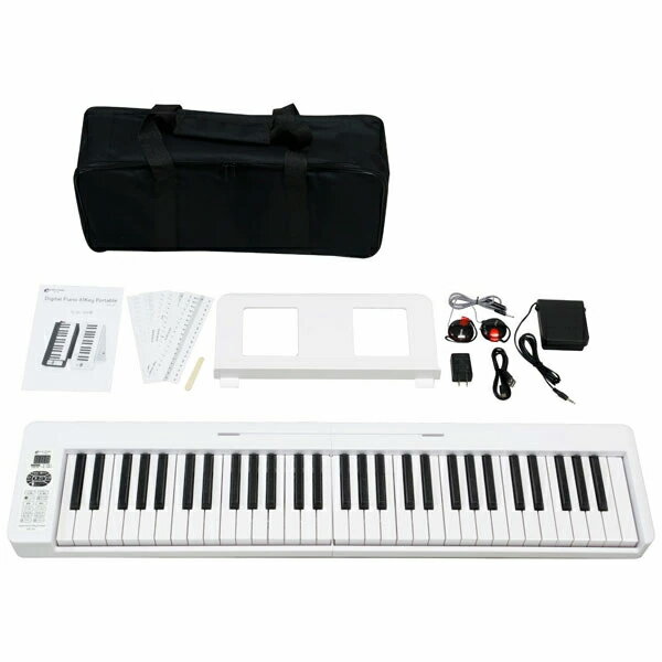 【在庫限り特価品】 KIKUTANI キクタニ 電子ピアノ61鍵　KDP-61P WHT ホワイト 折り畳み式ポータブルピアノ 折りたたみピアノ コンパクトデジタルピアノ キーボード