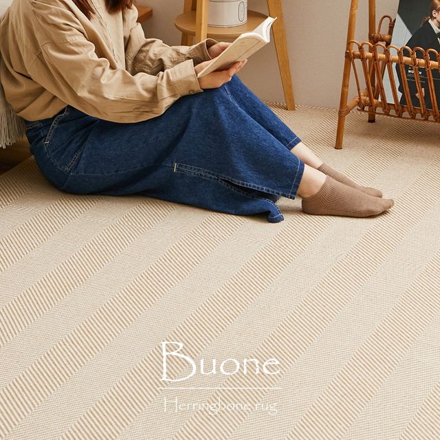 GIMMICKの萩原 ハギハラ ヘリンボンラグ ボーナ 約230×230cm ベージュ 240638203 メーカー直送 同梱不可 カード決済のみ対応 沖縄・北海道・離島お届け並びに時間指定不可｜アングル3