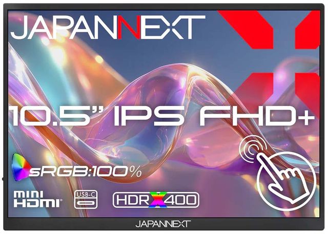 JAPANNEXT ジャパンネクスト フルHD+対応 10.5型タッチパネル液晶ディスプレイ/USB-C×2/ブラック/スピーカー/2年保証 JN-MD-IPST105FP